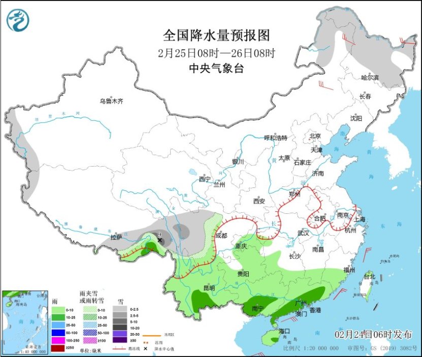 云南南部及華南等地有中雨 中東部地區(qū)自北向南大幅回暖