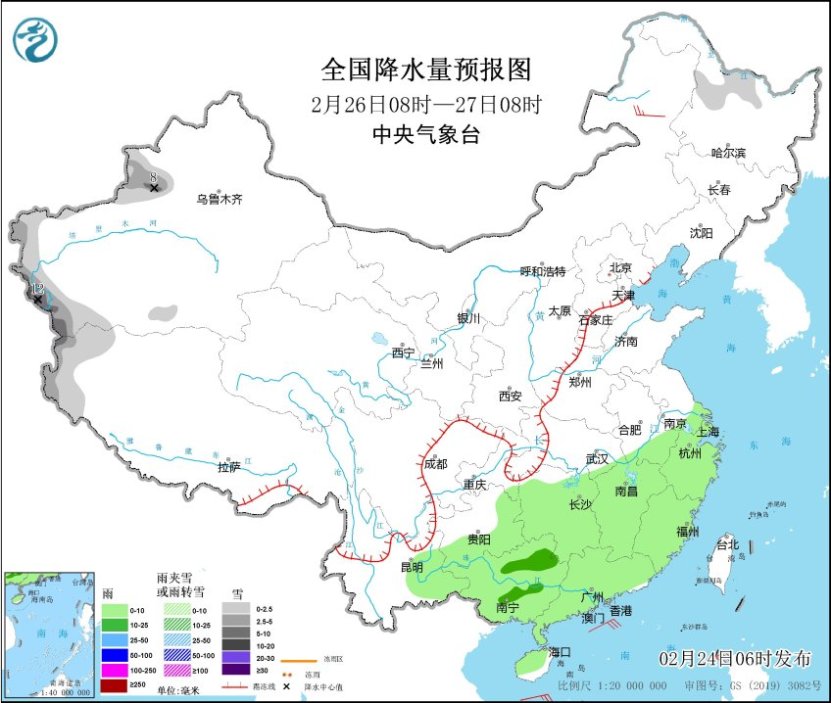 云南南部及華南等地有中雨 中東部地區(qū)自北向南大幅回暖